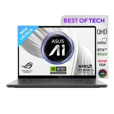 ASUSROG Zephyrus G16(AI)(2024), 16" ROG Nebula Display, 240Hz 500 nits, AMD Ryzen AI 9 HX 370, Gaming Laptop (16GB RAM/1TB SSD/NVIDIA GeForce RTX 4060/Win 11/MS Office H&S 2021/Eclipse Gray/1.85 Kg), GA605WV-QP078WS