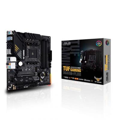 TUF GAMING B550M-PLUS (AMD B550 (Ryzen AM4) micro ATX gaming motherboard with PCIe 4.0, dual M.2, 10 DrMOS power stages, 2.5 Gb Ethernet, HDMI, DisplayPort, SATA 6 Gbps, USB 3.2 Gen 2 Type-A and Type-C, and Aura Sync RGB lighting support)